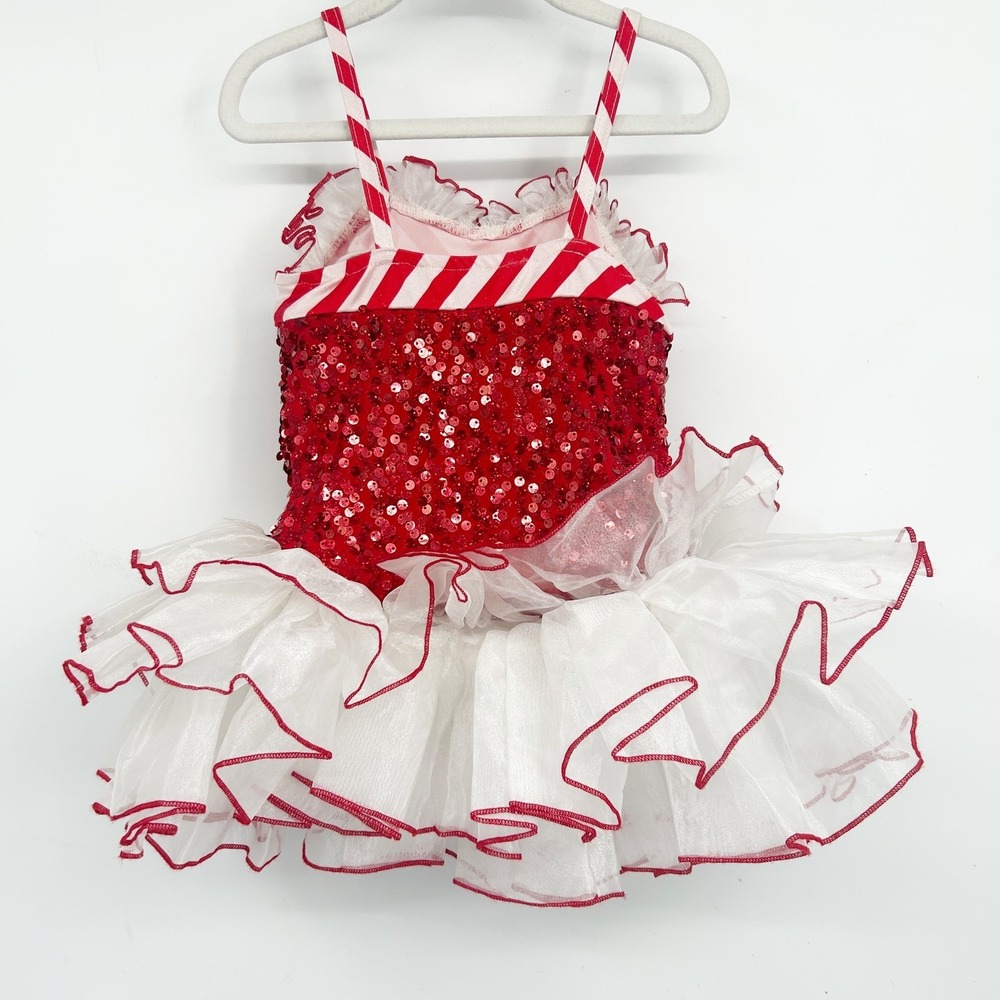 Artstone The Competitor Girls Red Sequin Candy Cane Tutu Dance Pageant Costume - Picture 5 of 5